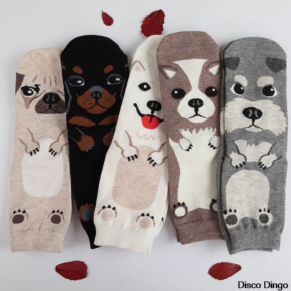 

New women's Cute Dog Socks Cute Cartoon Socks Korean Style Fashion Cotton Printed Tube Socks Floor Socks