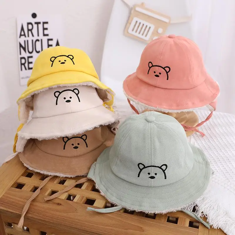 

Children Hat Boys Girls Cute Outdoor Hats 2021 New 5 Colors Autumn Winter Cartoon Little Bear Pattern Dome Hat