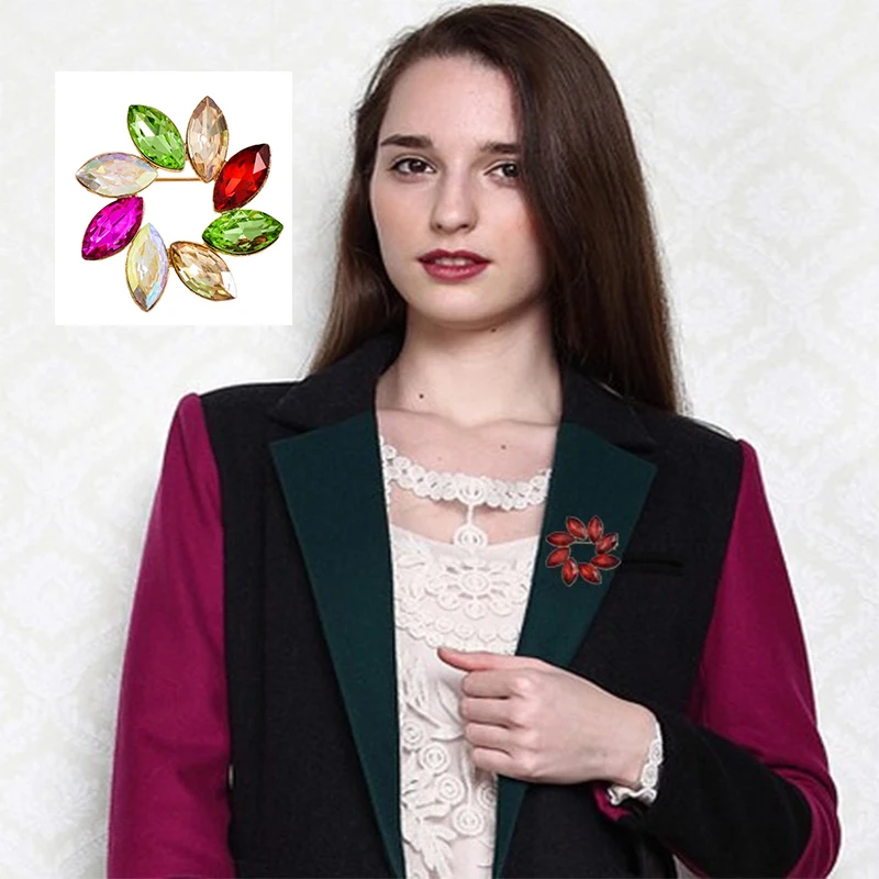 Брошь унисекс из цинкового сплава австрийская брошь с кристаллами простая для