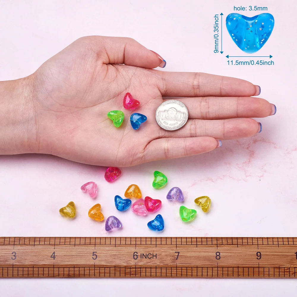Прозрачные Акриловые Бусины многоцветные Хрустальные Блестки в форме сердца для