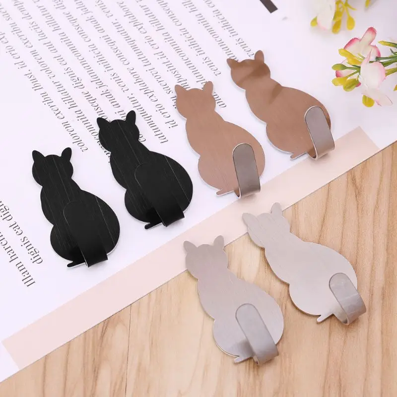 

2pcs Tail Shaped Decorative Stainless Steel Wall Door Clothes Coat Key Hanger Hook Rack LXAC