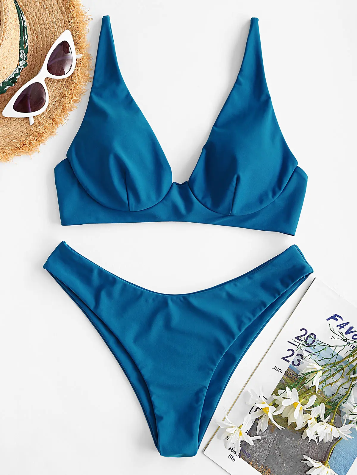

ZAFUL Bustier Bikini Swimwear Plunge Bustier Bikini Swimwear