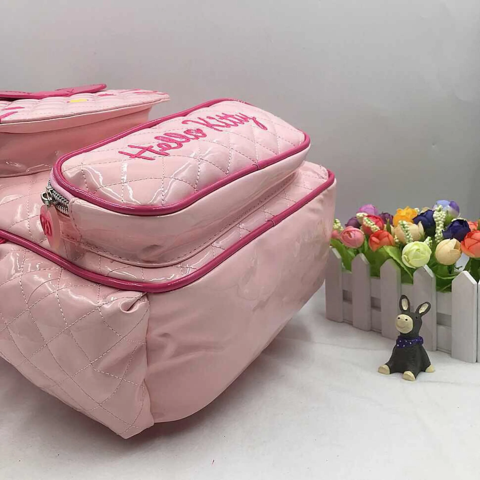 Блестящая школьная сумка От 5 до 12 лет girls hello Kitty из ПУ кожи Детский