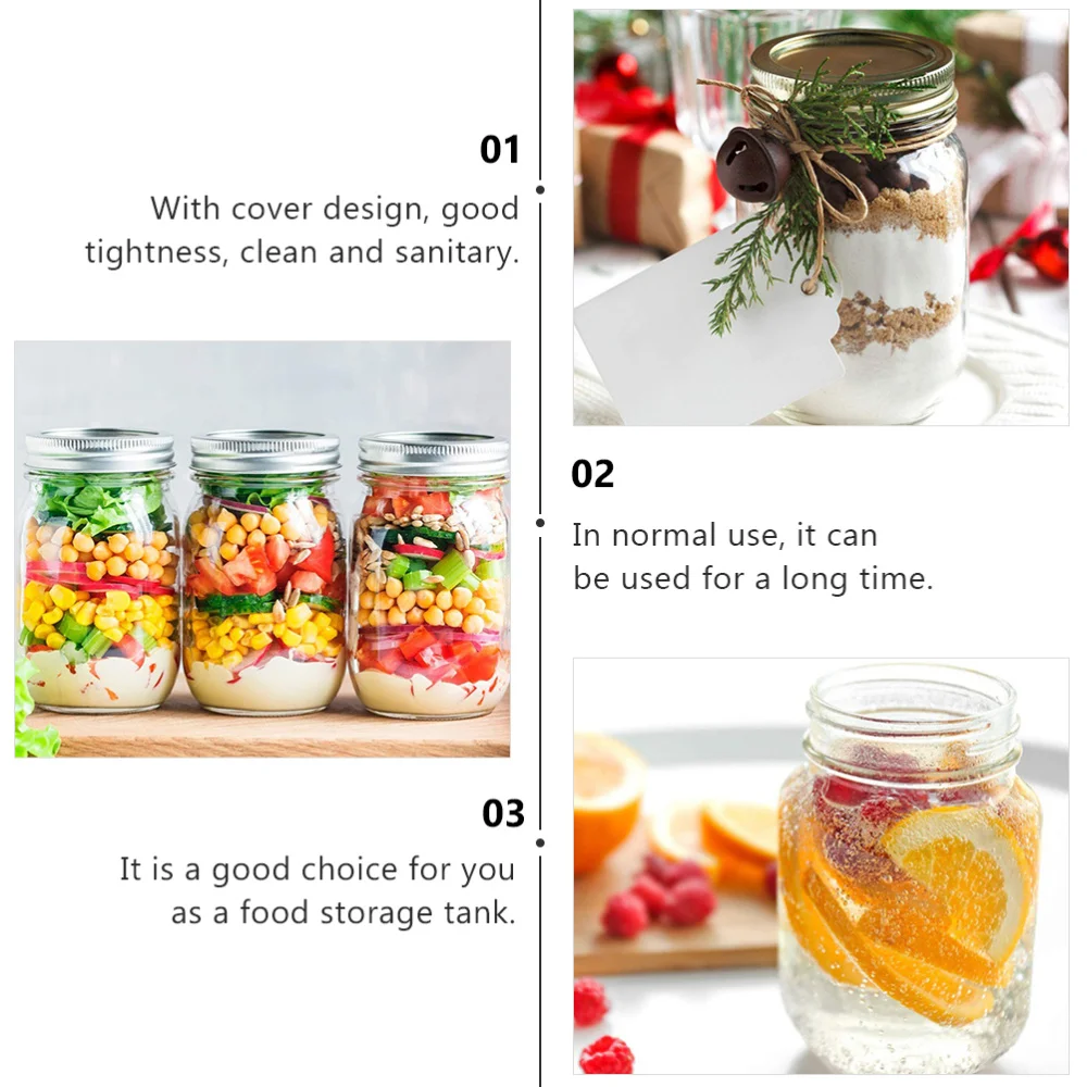 

6 Pcs Transparent Glass Bottles Dried Fruit Storage Jars Sealed Jam Jars (500ml)