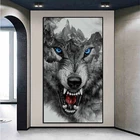 Животные холст художественные плакаты свирепый волк голова гора картины на холсте Современная картина Плакаты для домашнего декора