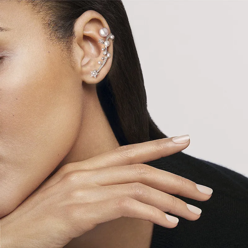 

1Pc Shiny Star Ear Hook Fashion No Piercing Pearls Earcuffs Statement Rhinestone Crystal Earrings for Women Party Jewelry Bijoux