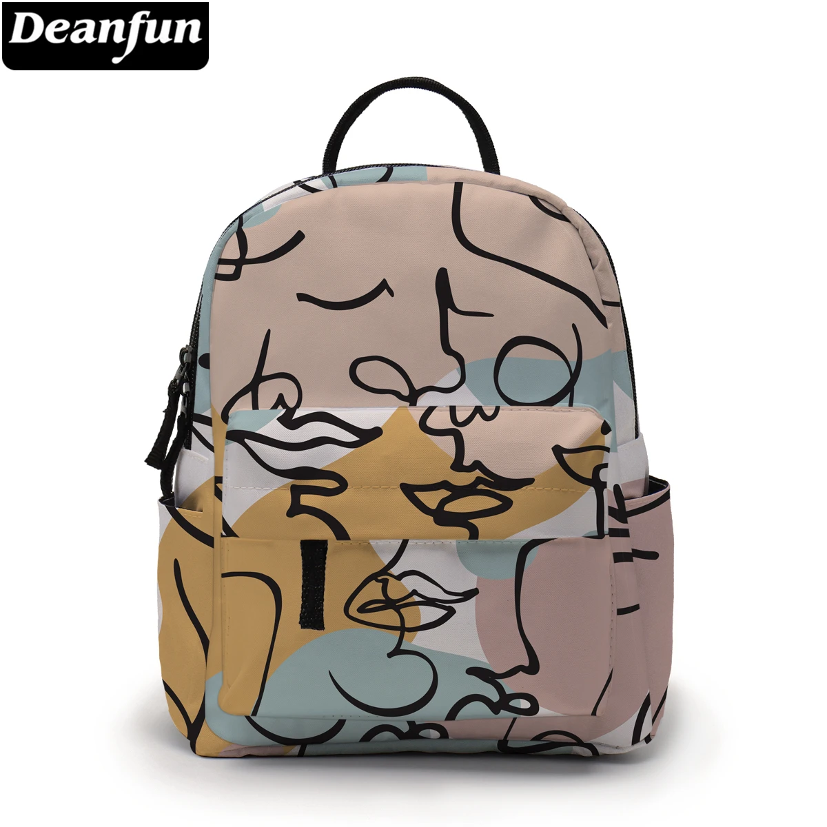 Abstract Line Face Printed Colorful School Backpack Bags Wom