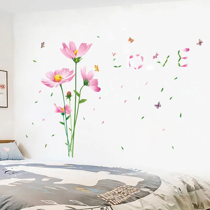 

50*70cm Butterfly Netherladns Chrysanthemum Flower Wall Stickers Home Decor Living Room Diy Sofa Wall Decals Pvc Wallpaper