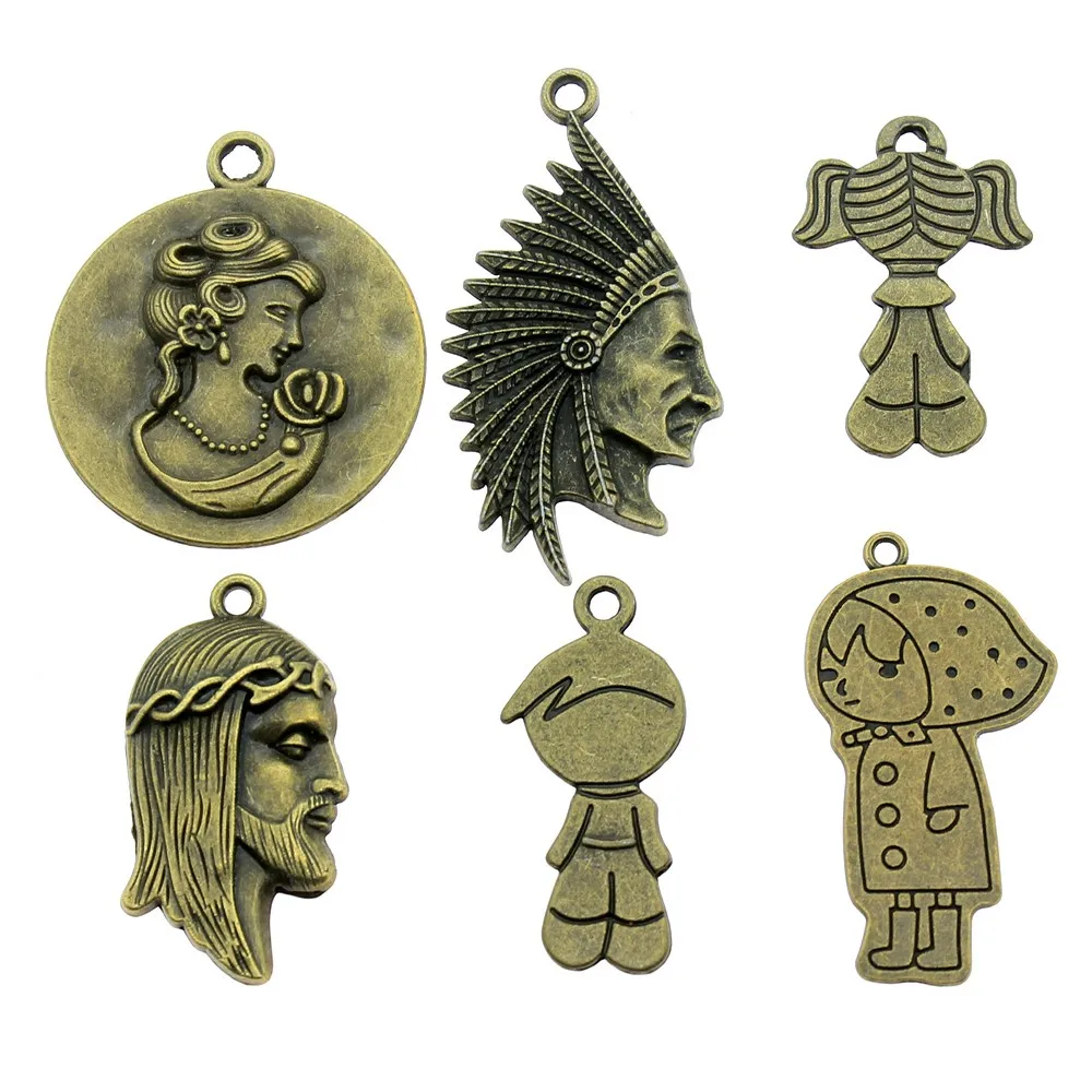 4 шт. подвески мужские античные Бронзовые Подвески для девушки кулон ювелирные