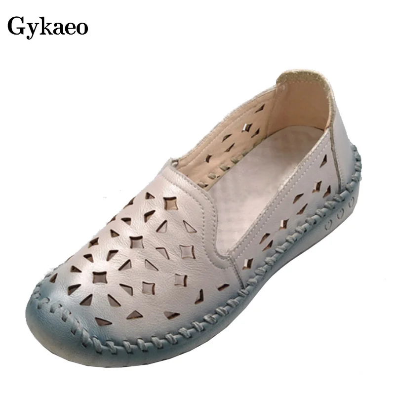 Женские туфли на плоской подошве Gykaeo летние дышащие из натуральной кожи с мягкой