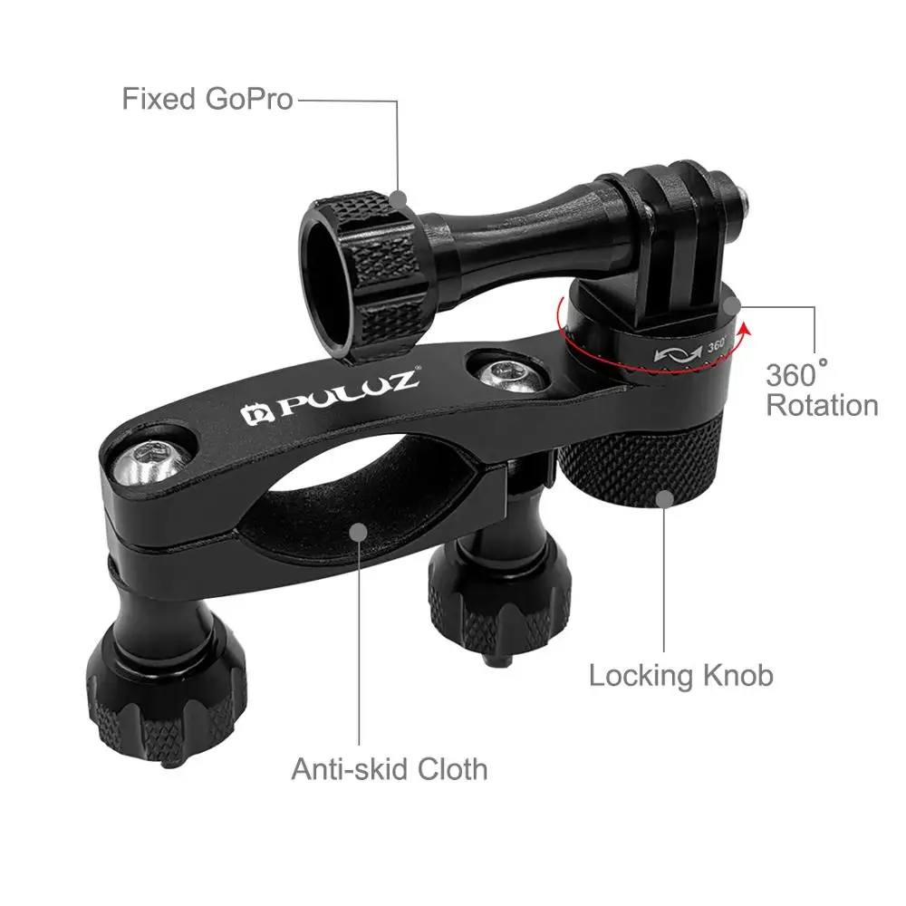 360 Degree Rotation Bike Aluminum Handlebar Adapter Mount &amp Screw for GoPro HERO7/6/5/4 Session /3+/DJI OSMO Action/Xiaoyi |