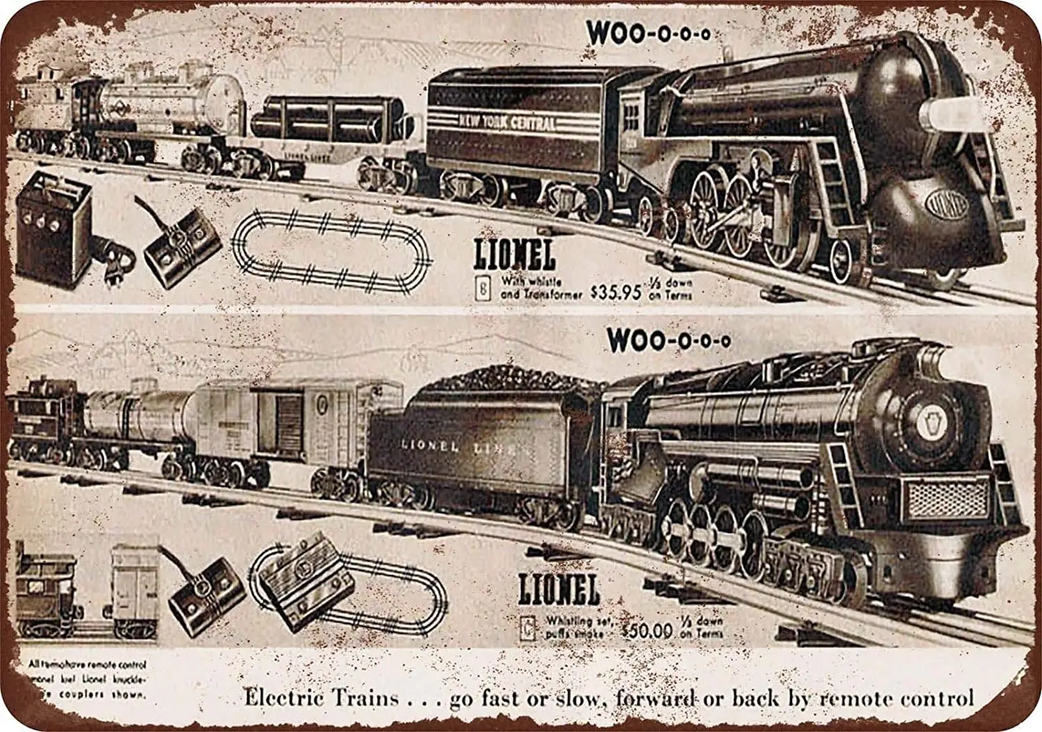 

1946 Lionel Toy Trains Metal Aluminum Sign Posters Wall Decor 12X8Inch
