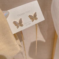 butterfly tassel earring stud fashion diamond jewelry 2022 hot wholesale cute lovely romantic anime accessories for women gift