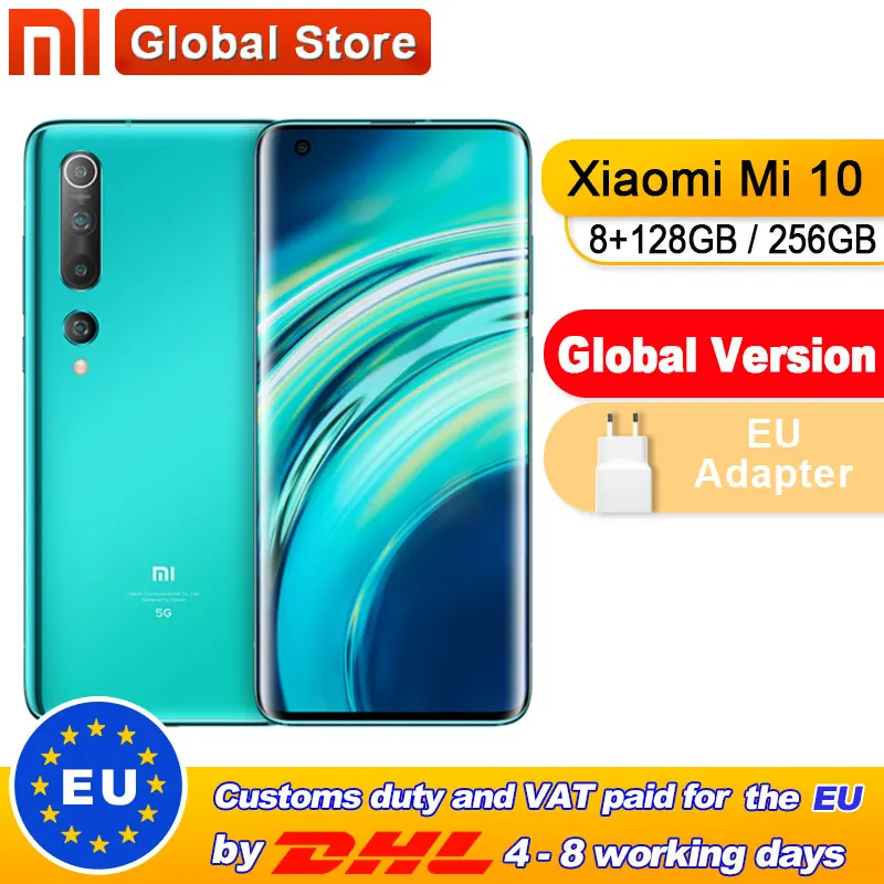 В наличии глобальная версия Xiaomi Mi 10 8 ГБ 128 Гб Смартфон 5G 108MP мобильный телефон