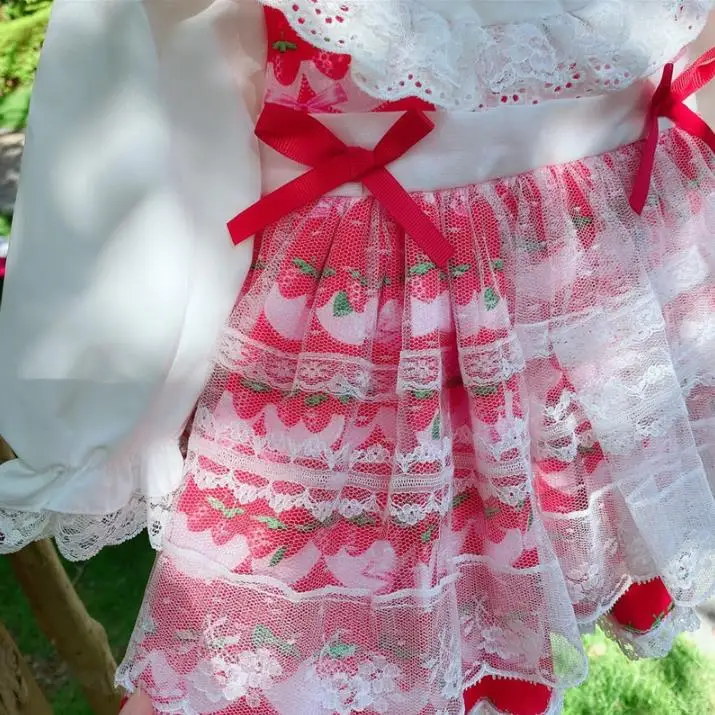 

Autumn Winter Spanish Lolita Princess Dress Bow Lace Mesh Stitching Embroidery Cute Ball Gown Birthday Party Dress For Girl L574