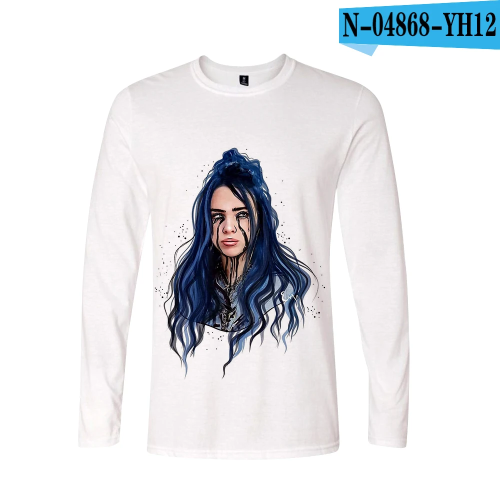 3D Поступление Billie Eilish 3D футболка для женщин и мужчин, футболки с длинным рукавом для девочек, Повседневная футболка Billie Eilish, футболки размера плюс, весенний Топ - Цвет: 3D