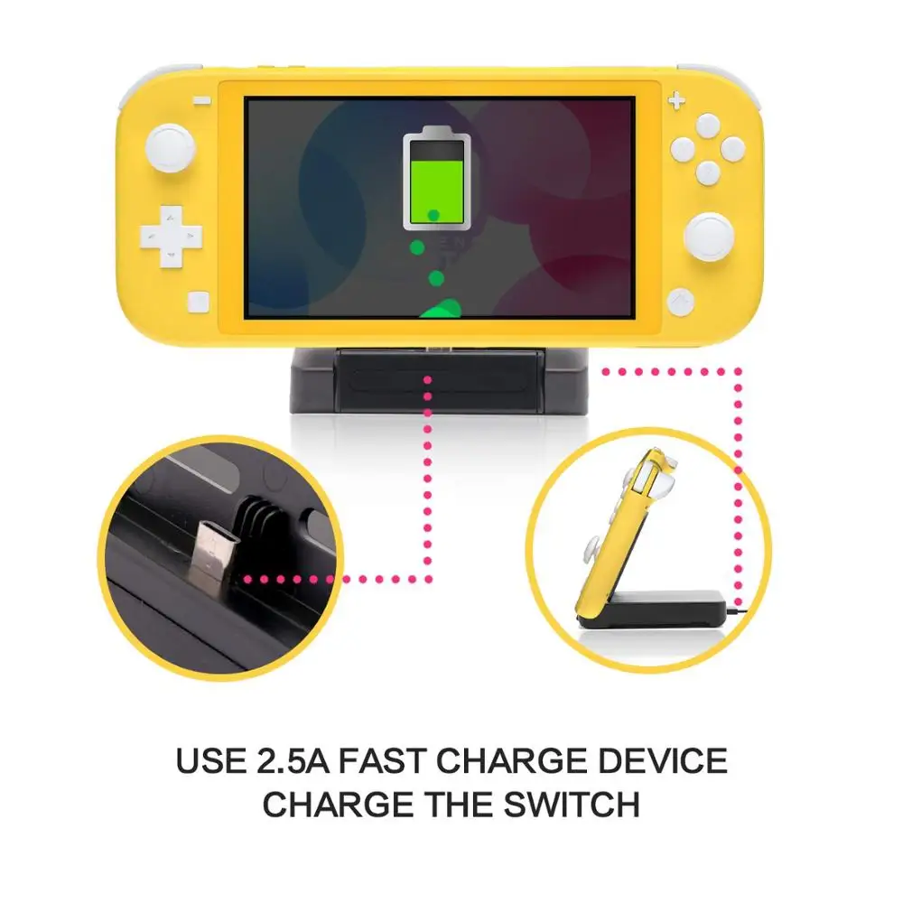 Зарядная док станция для Nintendo Switch Lite зарядная подставка и переключатель с 2