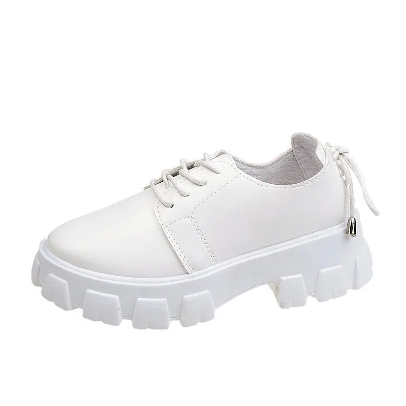 

Women's Shoes Fashion Black Small Leather Shoes Thick-soled Autumn 2021 New Matt Platform Platform Shoes High-heeled Shoes