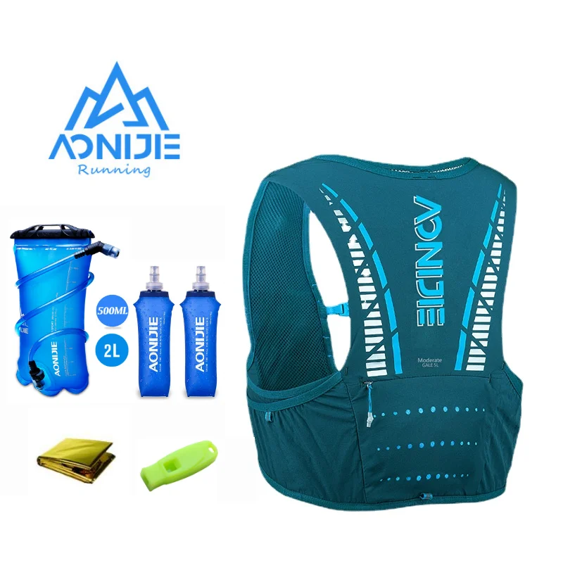 AONIJIE New C933S Update Outdoor Sports 5L Backpack Hydration Pack Rucksack Bag Vest Harness for Marathon Camping Running 500ml