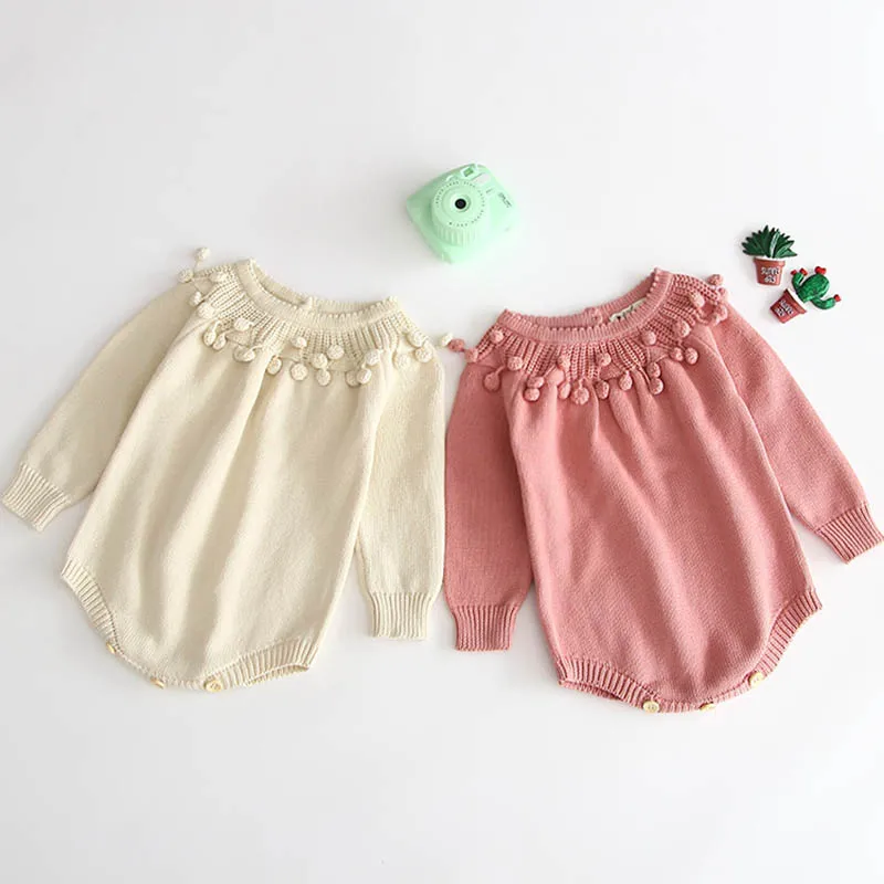 Детский трикотажный комбинезон с длинным рукавом на осень/зиму|Боди для малышек|