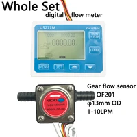 us211m oil flow meter and gear flow sensor of 201 for milk diesel oil lubracant od13mm barb 1 10lmin honey dijiang isentrol