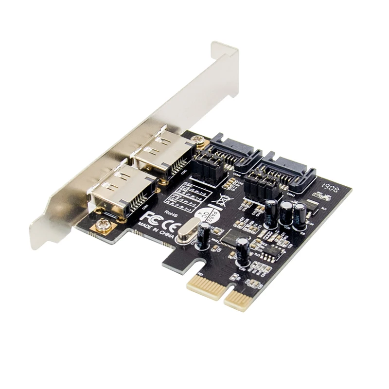 Адаптер расширения Zeadow PCI-Express X1 на 2 порта ESATA и SATA 3 0 6 ГБ/сек. PCIe чипсет ASM1061 |