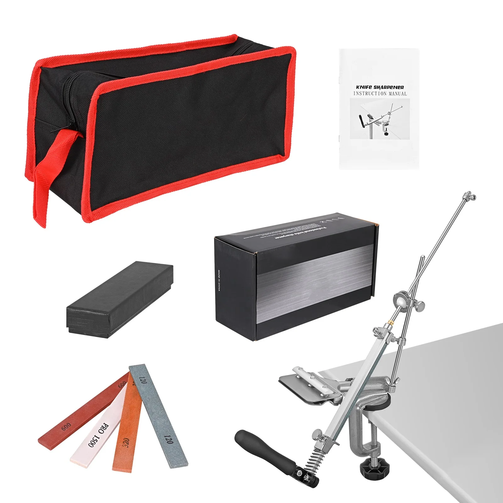 

Knife Sharpener With 4 Grindstones, Rotation Fixed-Angle Knife Sharpener Pro RX-008, Professional Kitchen Sharpening Tool Set