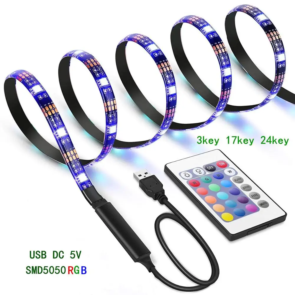 BOLEDENGYE 5V USB Port Power RGB LED Strip light 5050 Waterproof Flexible String Tape for TV Background Decor 1M 2M 3M 4M 5M | Лампы и