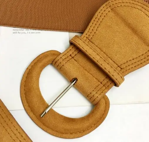 Женский широкий пояс из искусственной замши с эластичной резинкой на талии