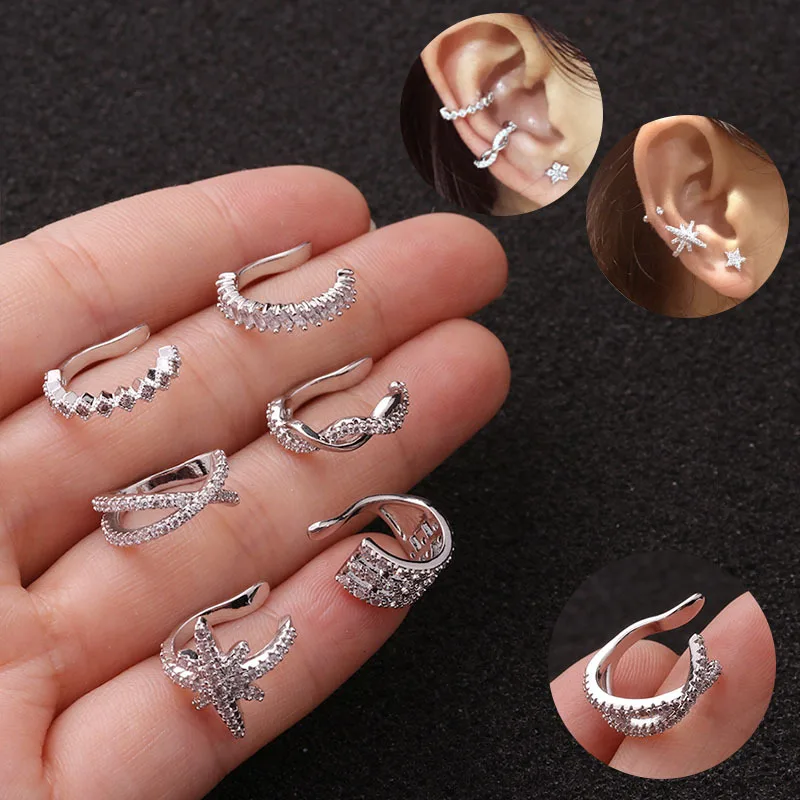 

1Pc 10mm Cz Ear Cuff No Piercing Conch Cuff Earring Adjustable Cartilage Helix Conch Fake Piercing Jewelry