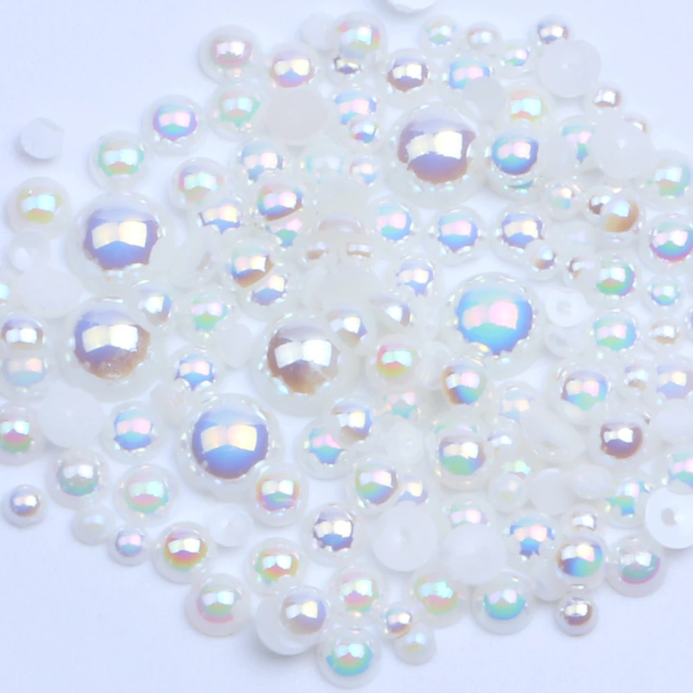 Цвета слоновой кости AB полукруглый Ремесло ABS имитация смолы жемчуг 1 5 12 мм альбом