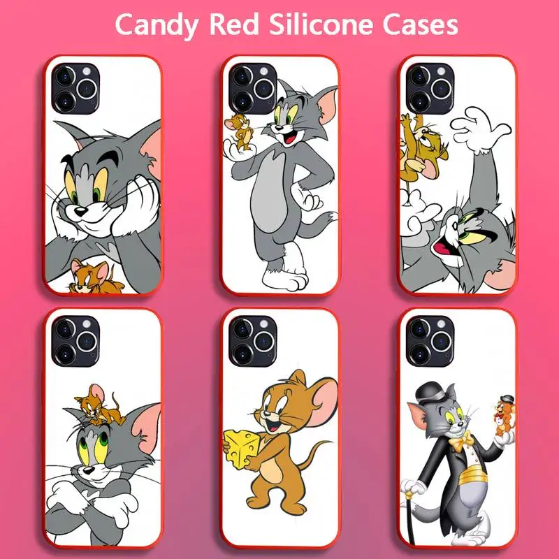 Чехол с рисунком кошки и мыши для iPhone 12 pro max mini 11 XS MAX 8 7 6 6S Plus X SE 2020 XR красный