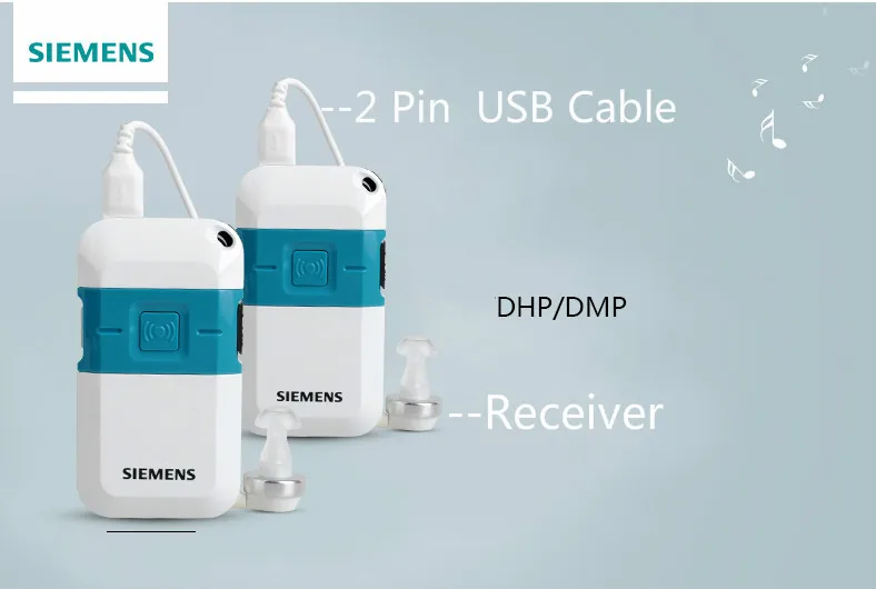 Карманный слуховой аппарат 2 Pin USB кабель провод + приемник Siemens качества для
