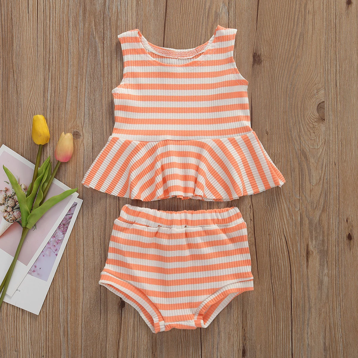 Комплект одежды для маленьких девочек из 2 предметов Свободный Топ без рукавов в