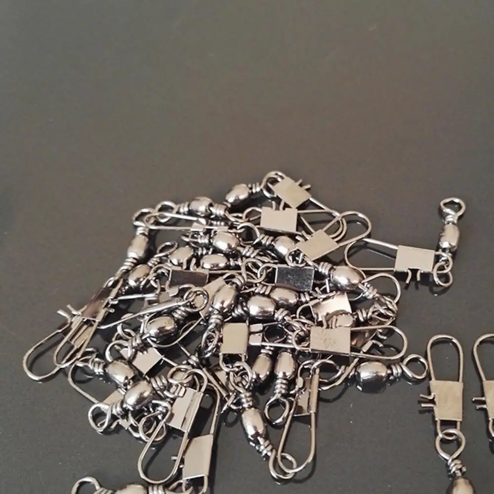 

100pcs Fishing Connector Pin Bearing Rolling Swivel Stainless Steel with Fastlock Snap Fishhook Lure Terminal Tackle
