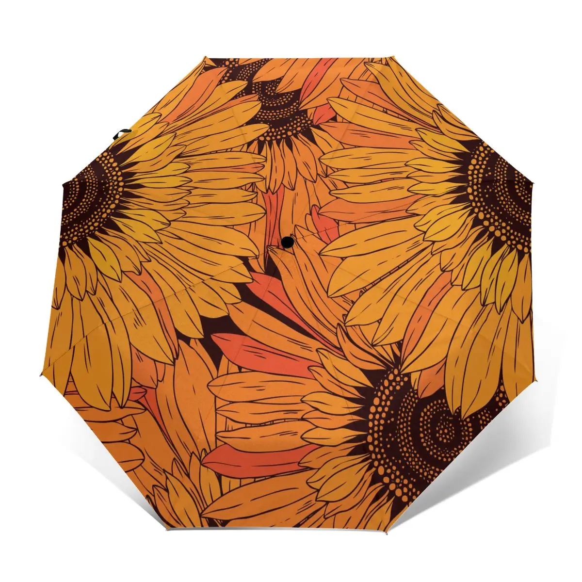 Автоматический зонт с абстрактными цветами подсолнухами Складывающийся в три