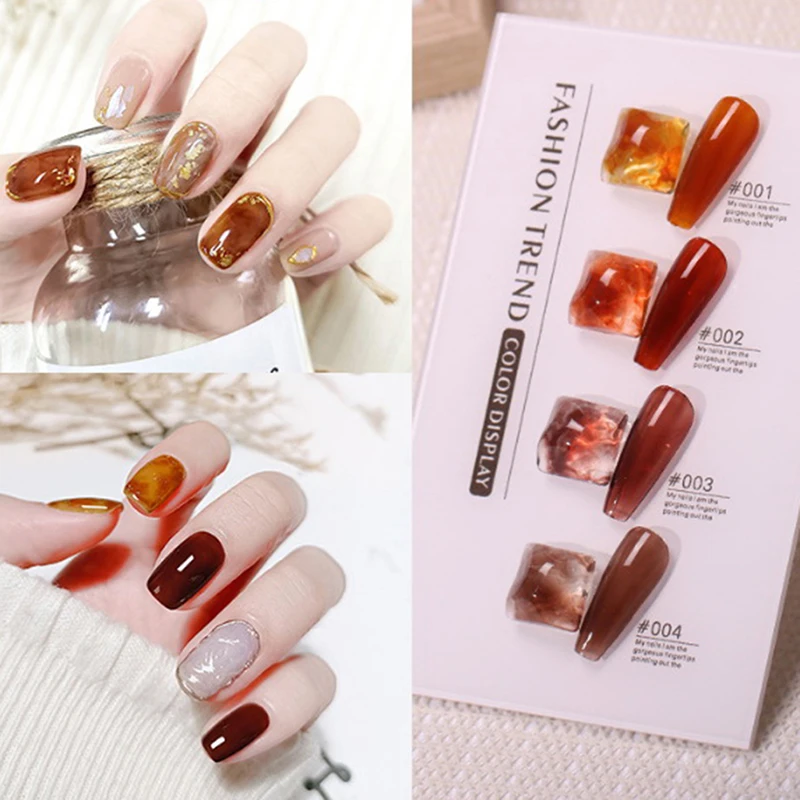 

Маникюрный набор для дизайна ногтей, Радужный желеобразный гель, прозрачный стеклянный опал, яркие конфеты, высококачественный Янтарный гл...