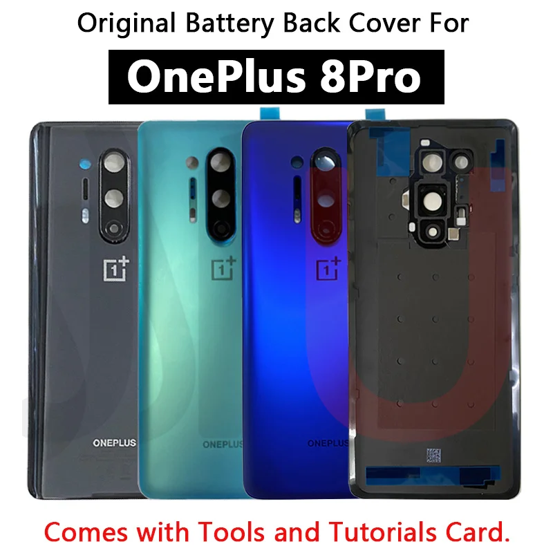 

NEW Original Back Battery Cover Door Rear Glass For Oneplus 8 Pro Battery Cover Housing Case with Camera Lens For Oneplus 8