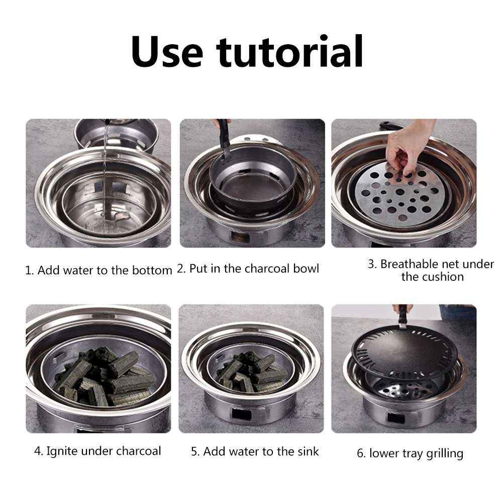 

Korean 6Pcs Set Baking Trays Outdoor Picnic Charcoal Grill Portable Grill Plate For Garden Party Deck BBQ Beach Reusable Grill