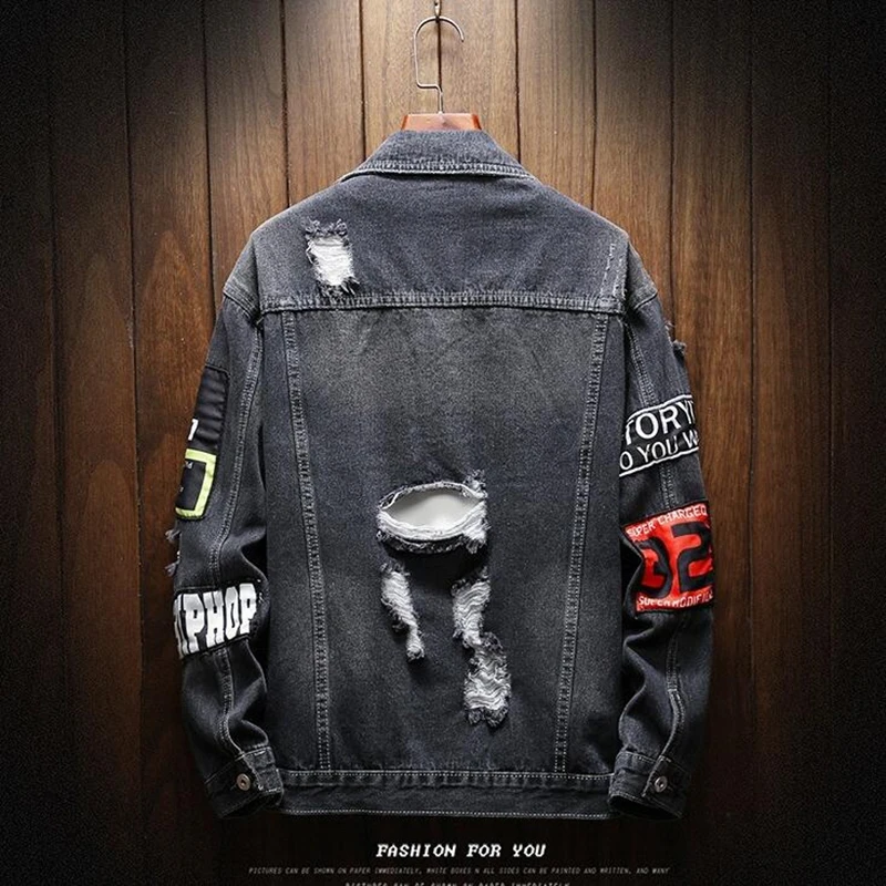 Новый хип-хоп мужские рваные джинсы с лентой куртки вымытые человек Джастин