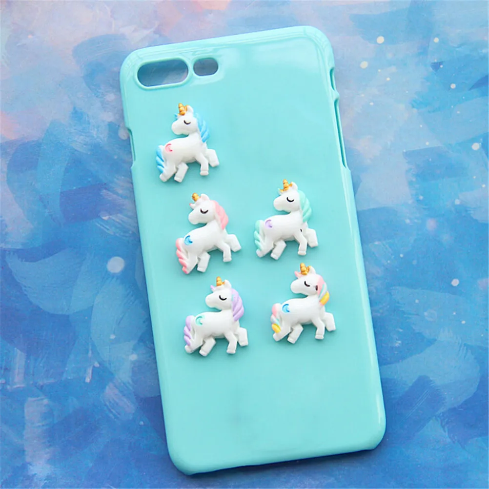 

5pcs/lot For DIY Phone Deco And Scrapbook Embellishment Lovely Unicorn Flatback Resin Cabochon Fast Shipping 2Styles