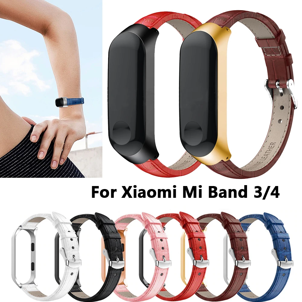 Цветной кожаный ремешок для xiaomi Mi Band 4 3 металлический сменный MiBand | Электроника