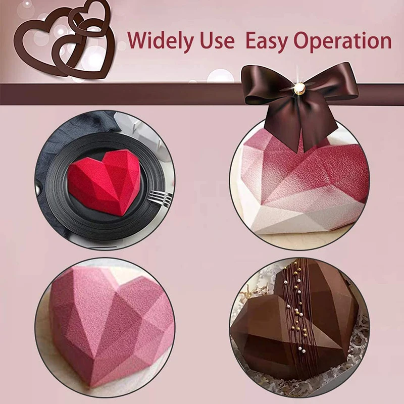 

1PCS 3D Diamond Love Heart Shape Silicone Molds for Baking Sponge Chiffon Mousse Dessert Cake Molds Food Grade