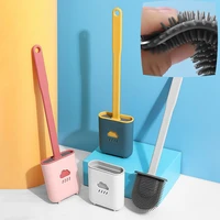 silicone toilet brush set holder silicon flexible wall mounted household home cleaning long handle tools for wc accessories