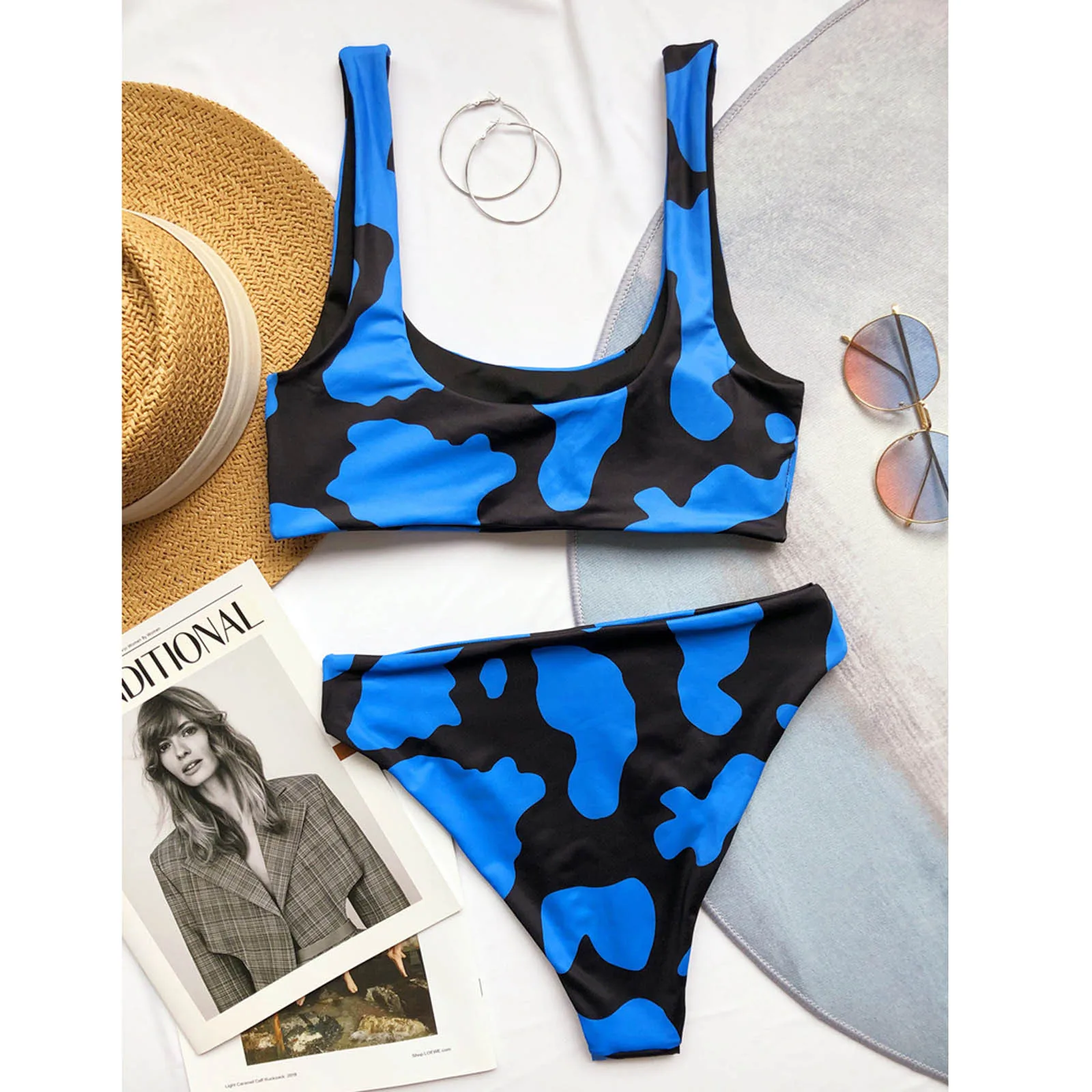 

2020 High Waist Bathing Suits Push Up Sexy Cow Print Swimsuit Women Two Piece Bikini Sets Woman Beach Swimwear Brazilian 1211