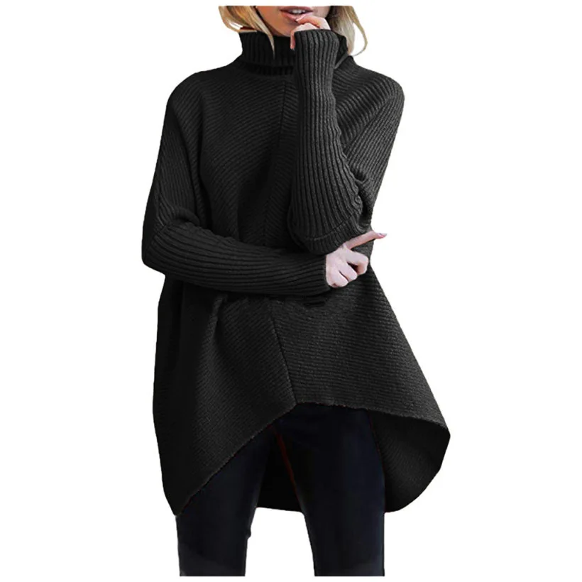 

cross border autumn and winter new sweater Amazon versatile bat sleeve medium length loose Pullover Sweater for women