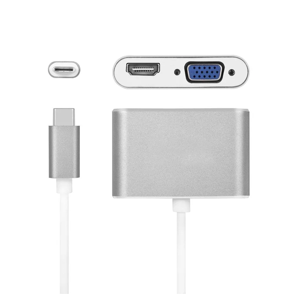 Адаптер CablesUSB- C-HDMI VGA адаптер 2 в 1 USB 3 Type C-VGA HDMI 4K двойной чехол кабель для ноутбука и
