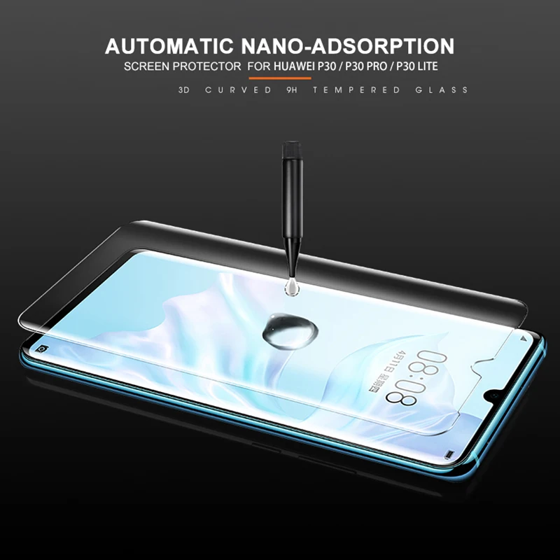 Жидкий УФ-клей закаленное стекло для Huawei P30 P20 Pro Защитная пленка экрана Lite