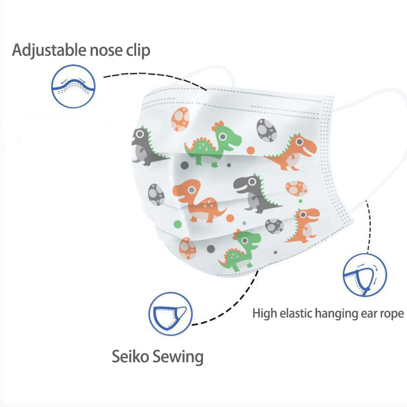 50 шт одноразовые детские маски для лица 3 Слои Нетканые Костюмы на Хэллоуин с