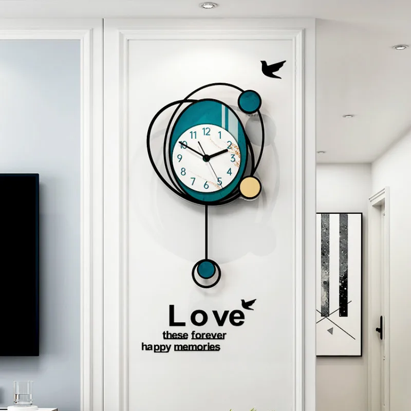 

Настенные часы с большим маятником, минималистичные современные креативные бесшумные настенные часы для гостиной в скандинавском стиле, д...